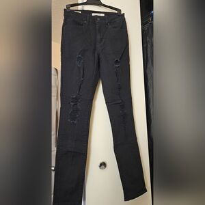 Levis high rise black ripped jeans size 27